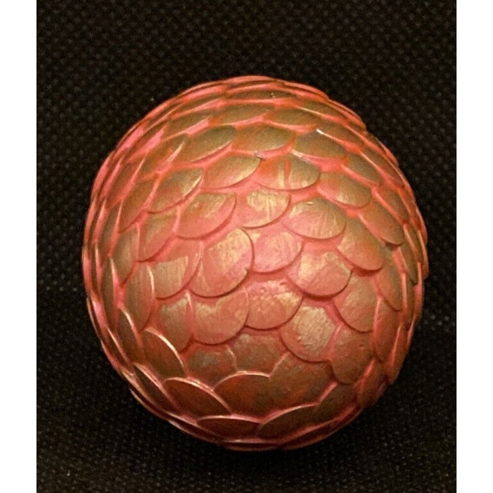 Handmade Orange Pink Iridescent Dragon Egg 2.5" Gold Metal Scales - Picture 5 of 9